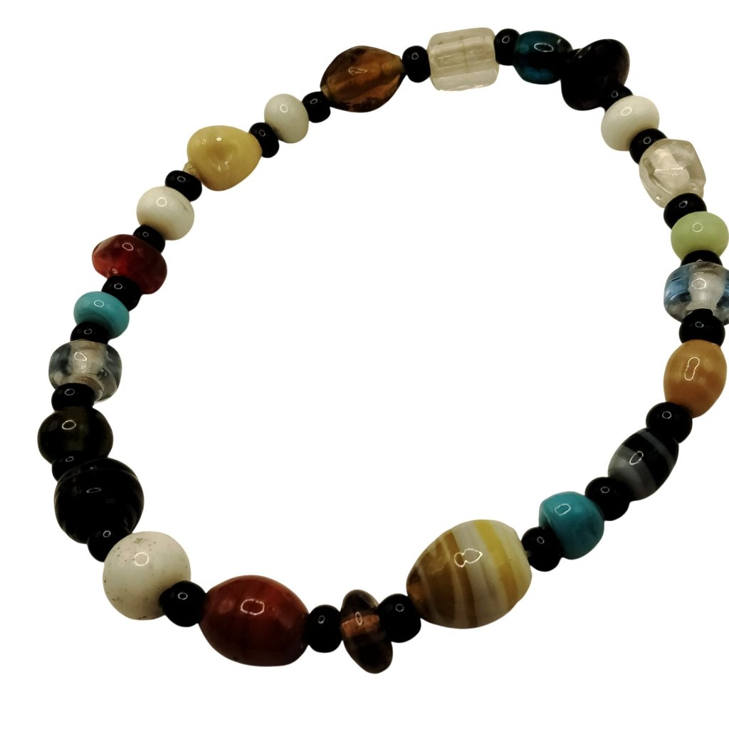 Handcrafted Multicolor Glass Bead Stretch Bracelet 8 Inch